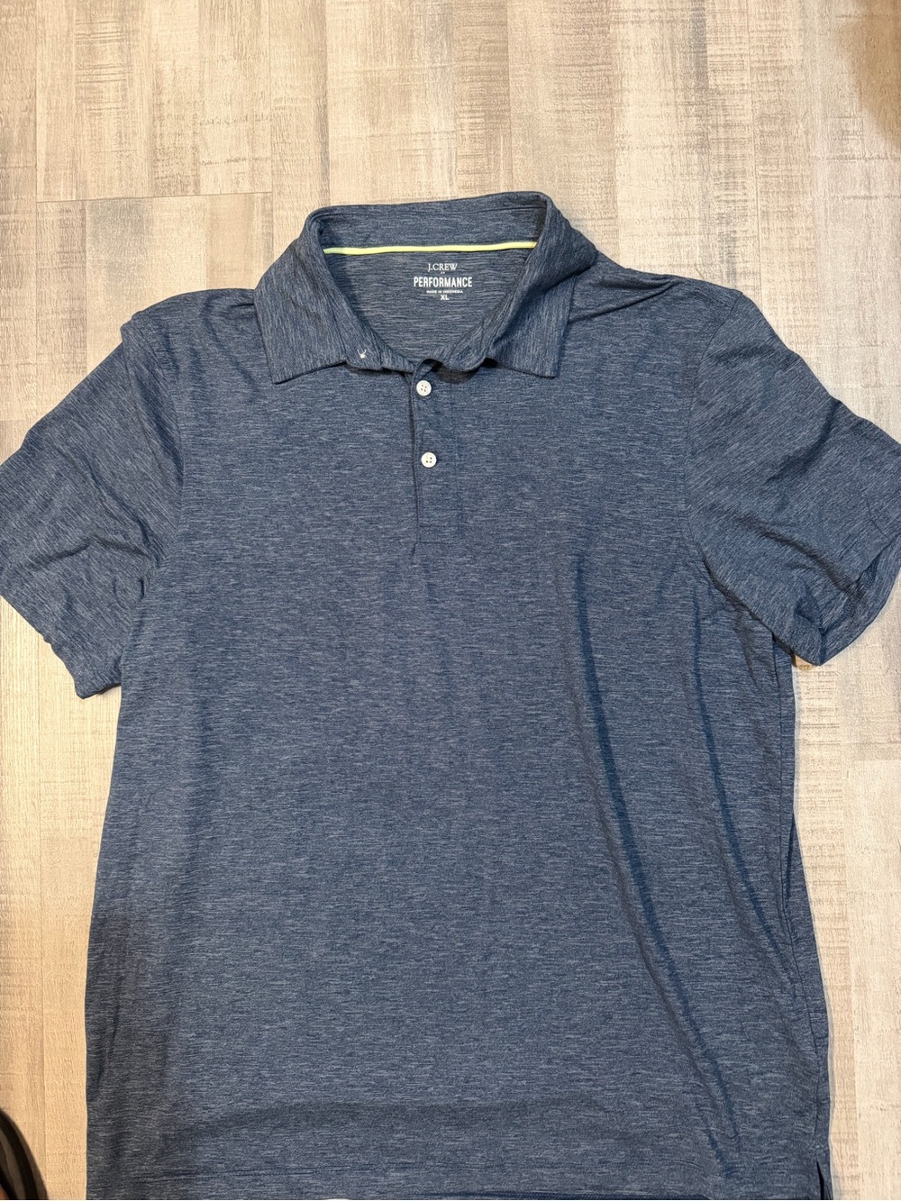 NWT J.Crew Performance Polo Shirt Men’s XL Blue Heather Short Sleeve Stretch